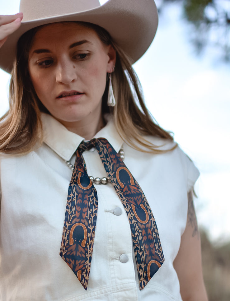 Western Harvest in Deep Juniper Silk Twilly Cowgirl Scarf